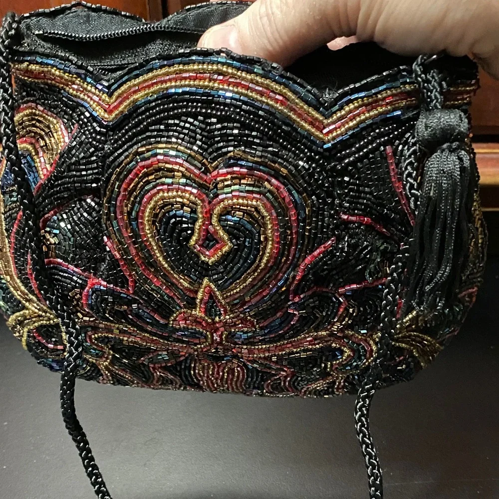 Elegant vintage Carla Marchi Multicolor Beaded Women's evening Bag